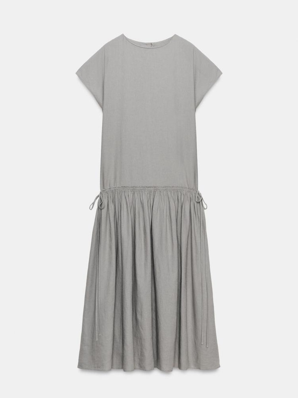 Zara ZW Collection Linen Blend Midi Dress Gray Women’s Size Small